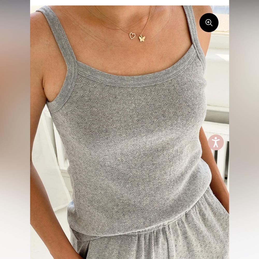 NWT Le Bon Shoppe Eve Pointelle Cami in Melange Grey